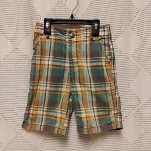 Gymboree Plaid Boys Shorts in Green and Orange Size 6